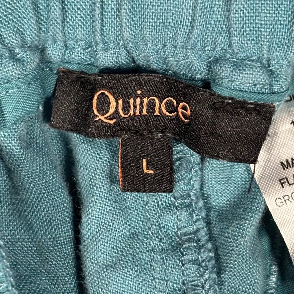 Quince Linen Wide Leg Pants Womens L Mineral Blue European Flax JDAVN01-18481